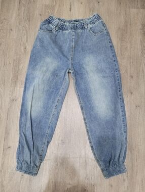 Y2K Blue Denim Baggy Pull Up Jeans Streetwear Size: 27W